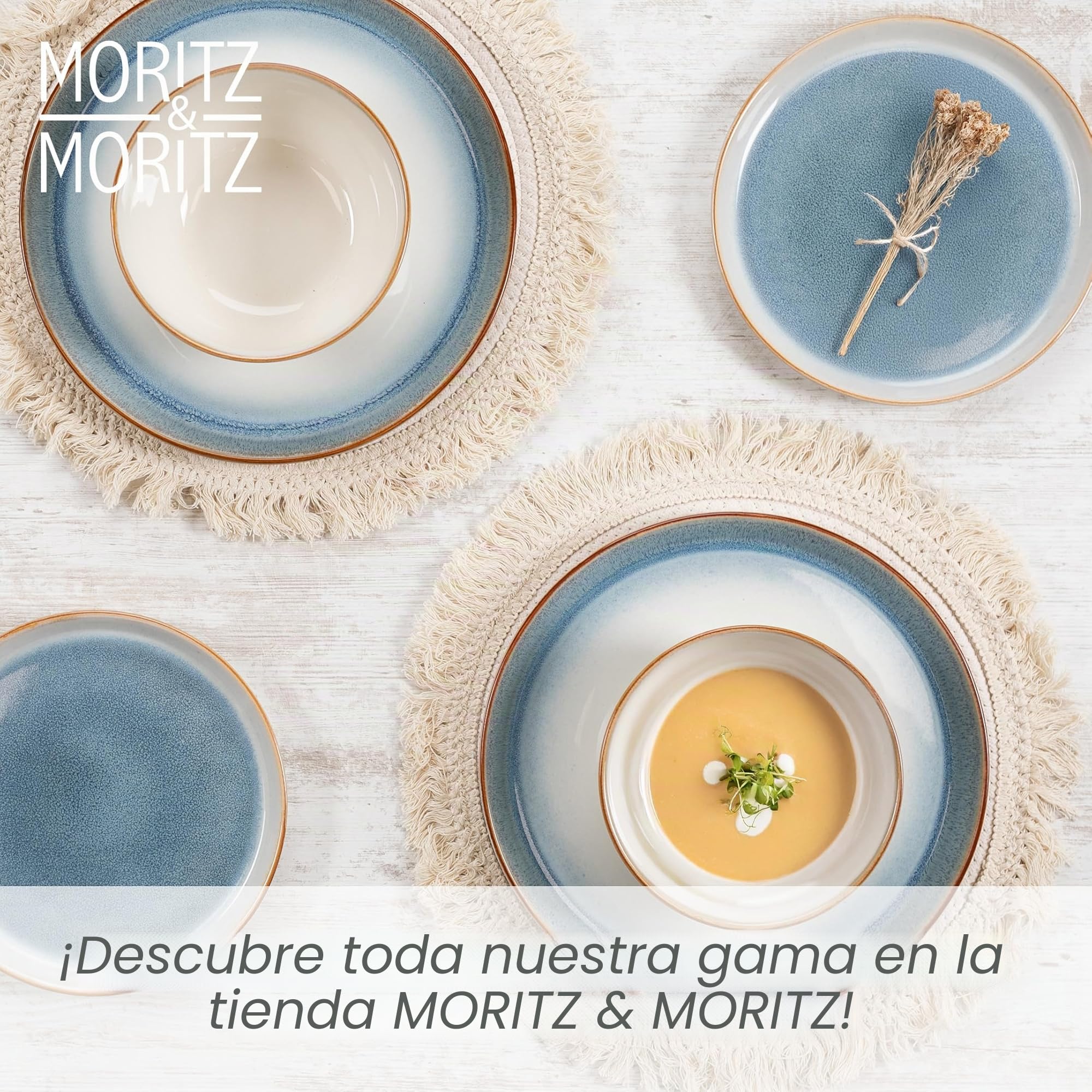 Moritz & Moritz Tarento - Juego de vajilla para 6 personas (24 piezas), color azul