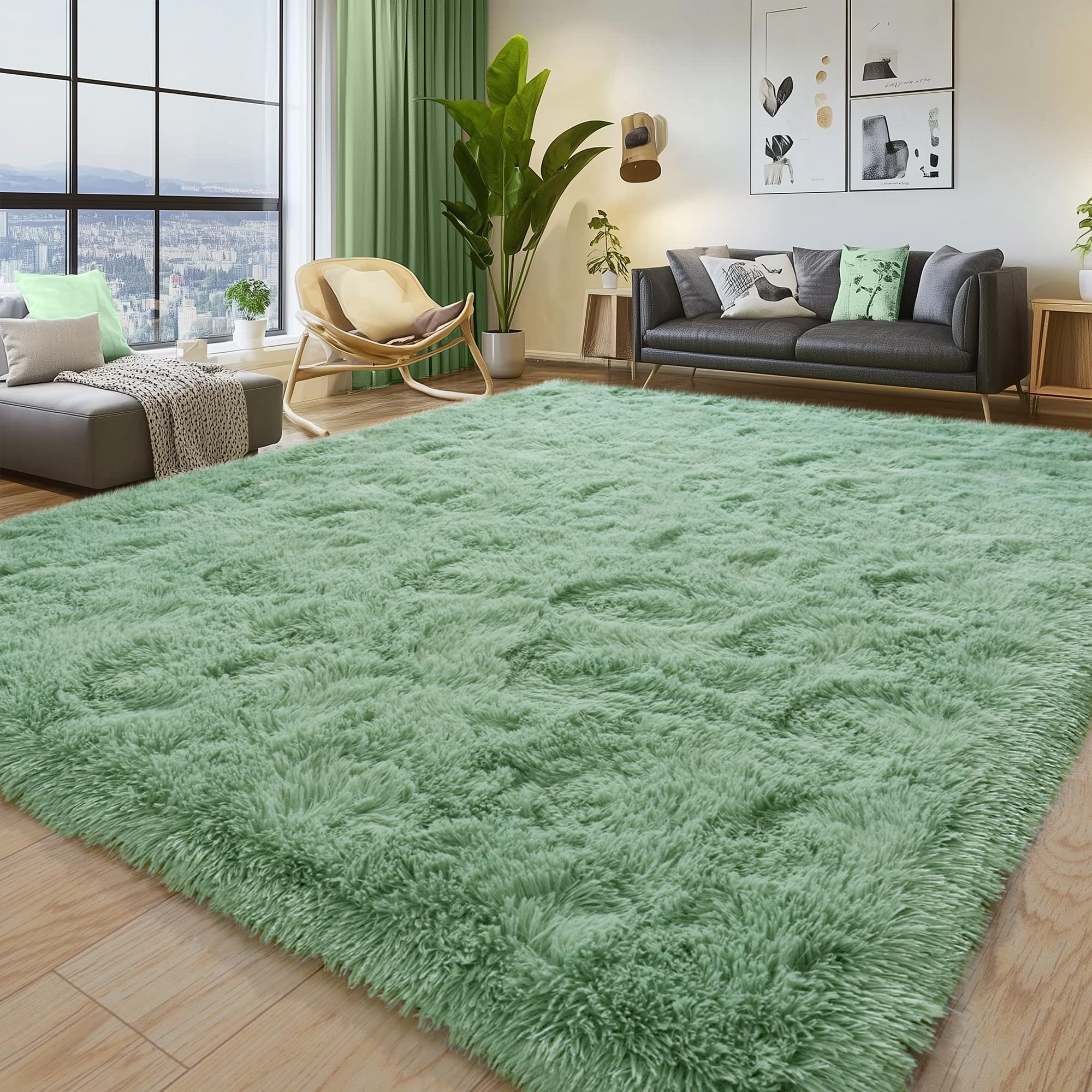9x12 Large Area Rugs for Living Room, Ultra Fluffy Plush Rug for Living Room Bedroom, Thick Fluffy Carpet for Girls Boys Kids Room, Non Slip Dorm Rug