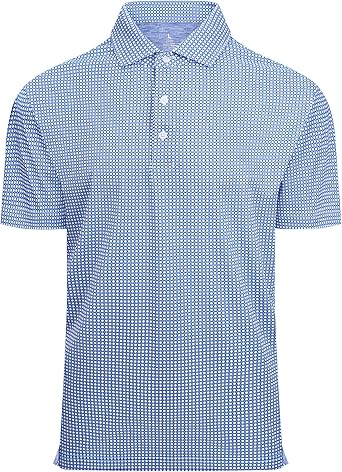 Alex Vando Mens Golf Shirt Moisture Wicking Classic Print Golf Shirts for Men