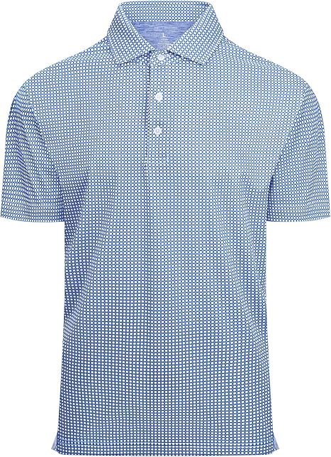 Alex Vando Mens Golf Shirt Moisture Wicking Classic Print Golf Shirts for Men