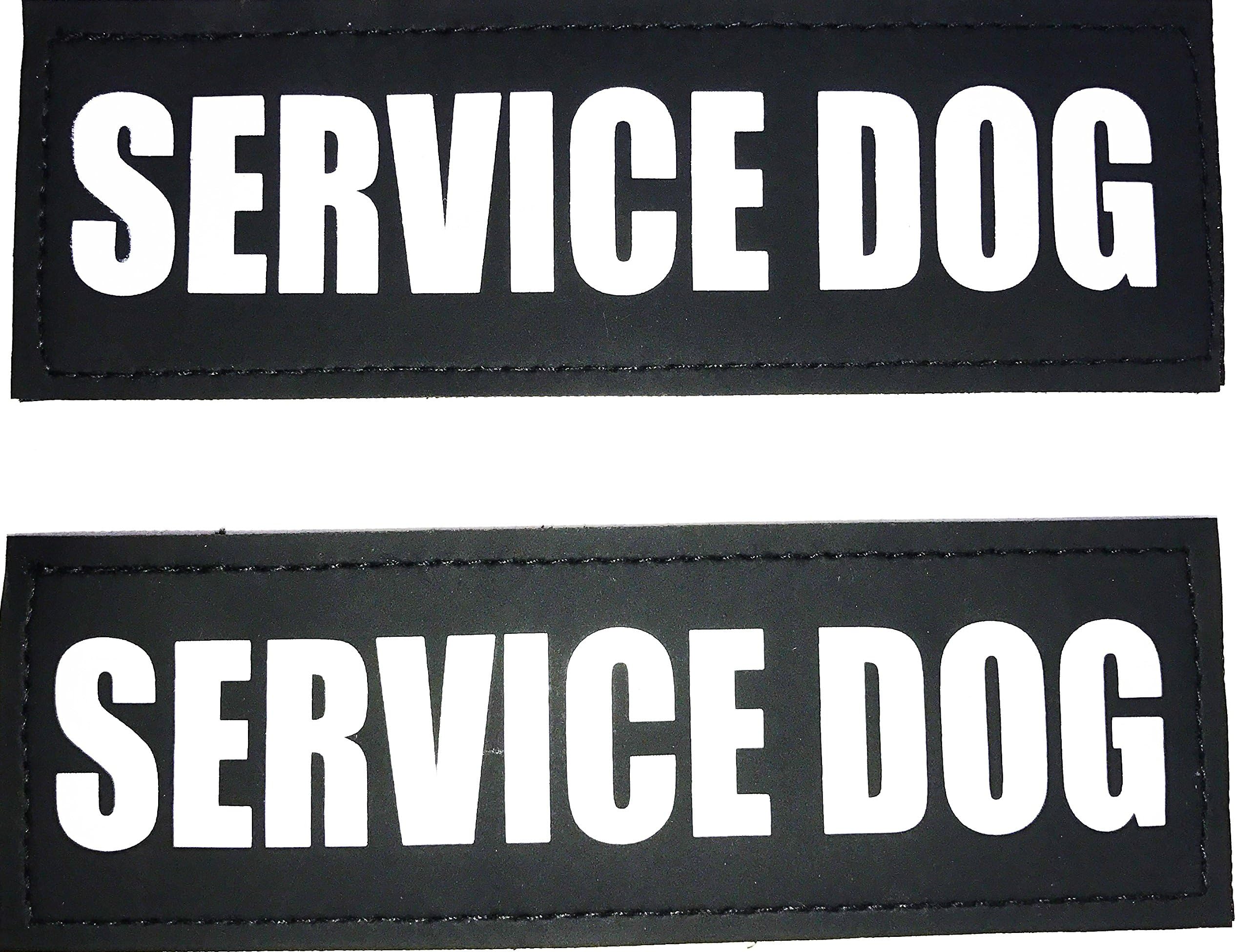 Albcorp Reflective Service Dog Patches with Hook Backing for Service Animal Vests/Harnesses Large (6 X 2) Inch