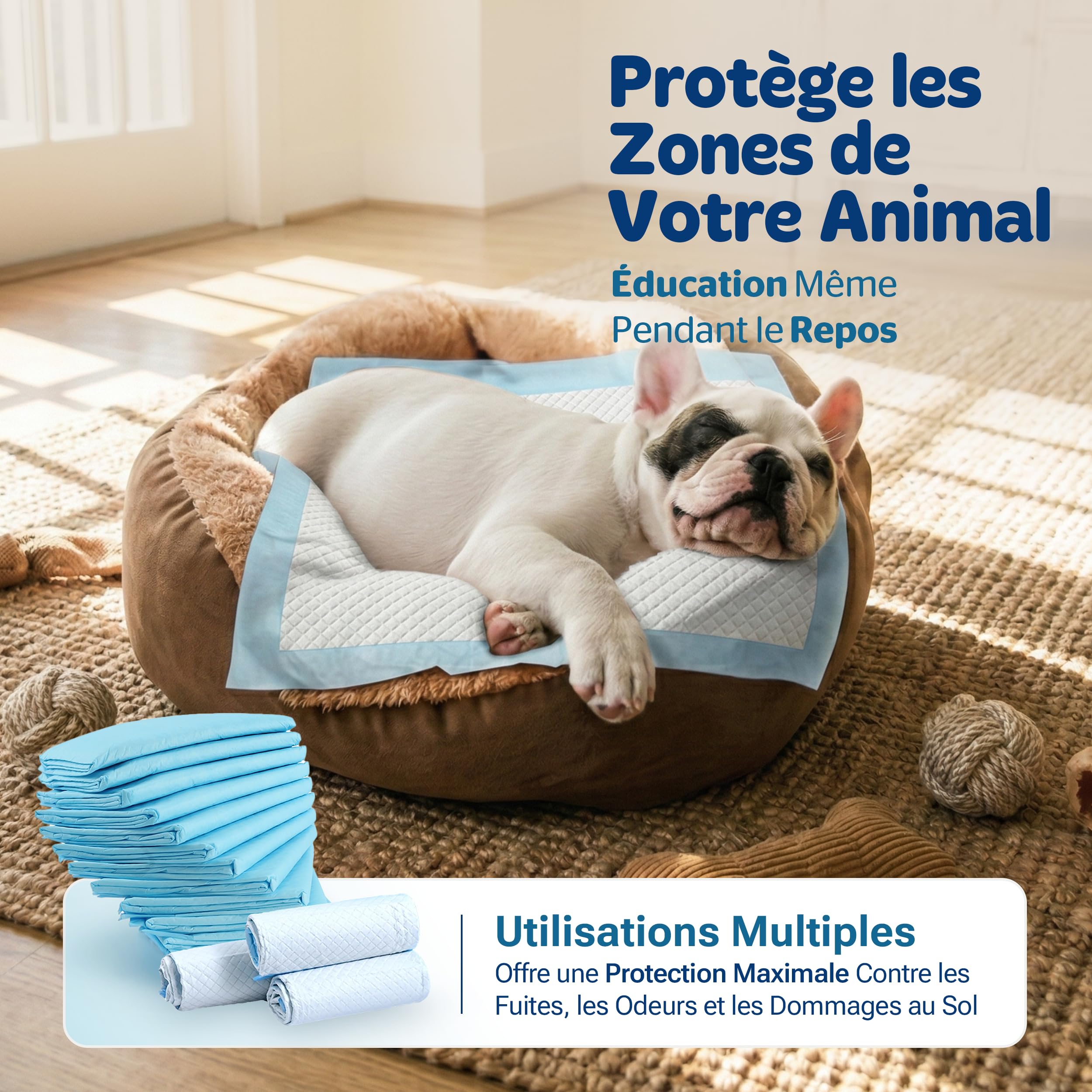 PORTENTUM Alaise pour Chien 90x60 cm 100 unités – 6 Couches absorbantes antifuite – Tapis Absorbant Chien Anti-odeurs