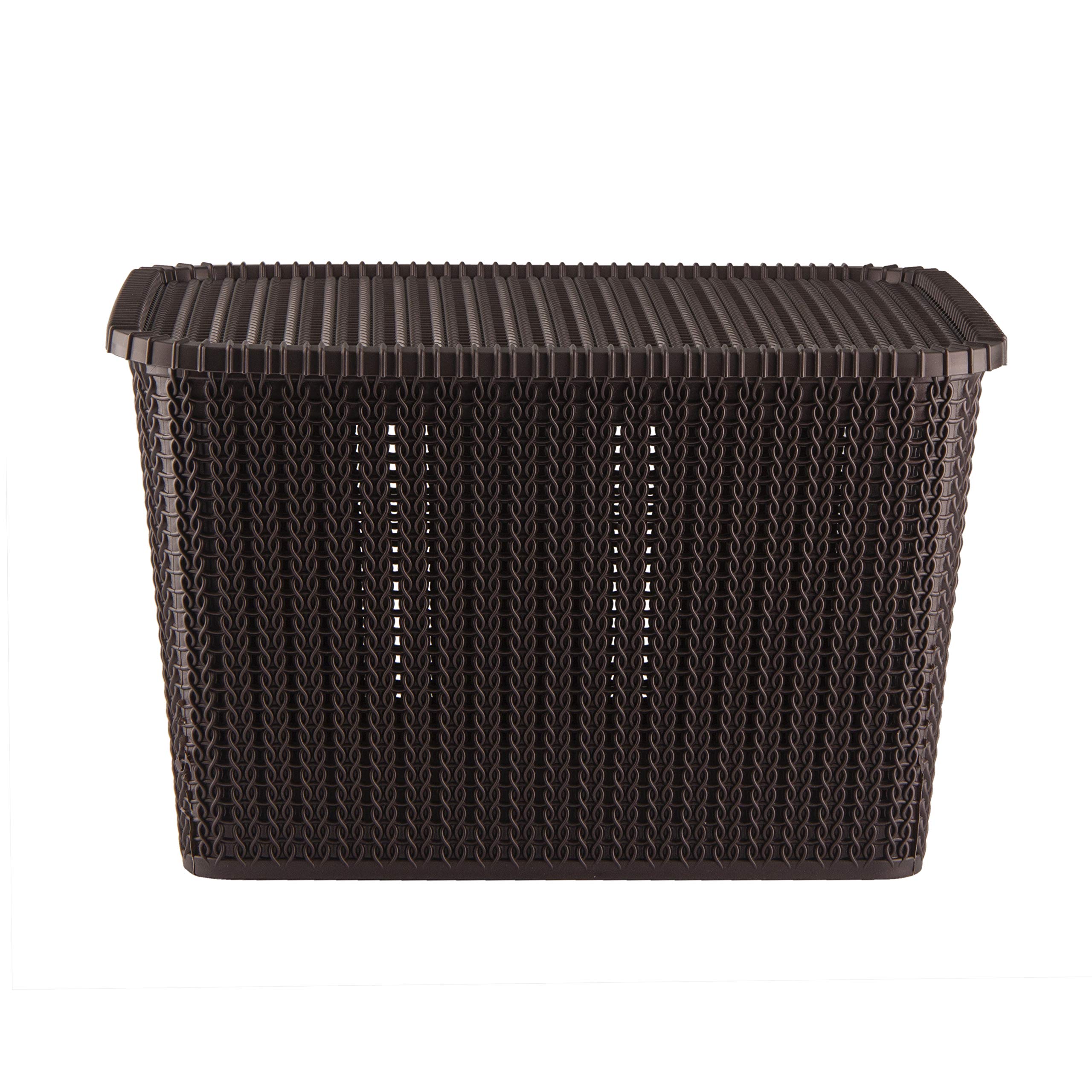 PolysetStorage Basket Marvel 60 With- Dark Brown, Multipurpose Storage, Office stationery storage box, Ventilated, Bathroom, Bedroom, Clothes, Toys.