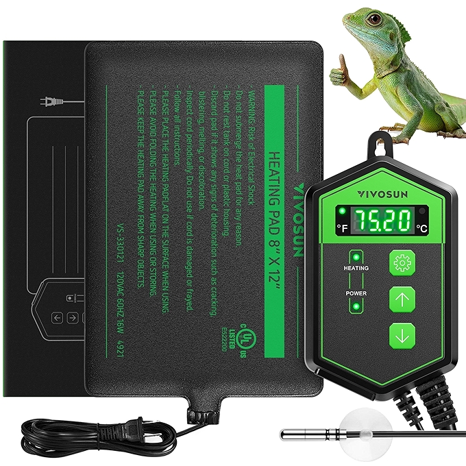 VIVOSUN 爬虫加热垫 带温控适用于龟、蜥蜴、青蛙等爬行动物