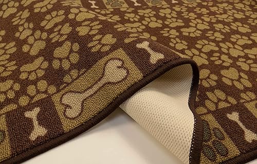 Miniatura 5 de Pet Paw and Bone - Alfombra de látex con parte trasera de goma antideslizante y estampado marrón aguamarina (marrón, 23 pulgadas x 7 pies)