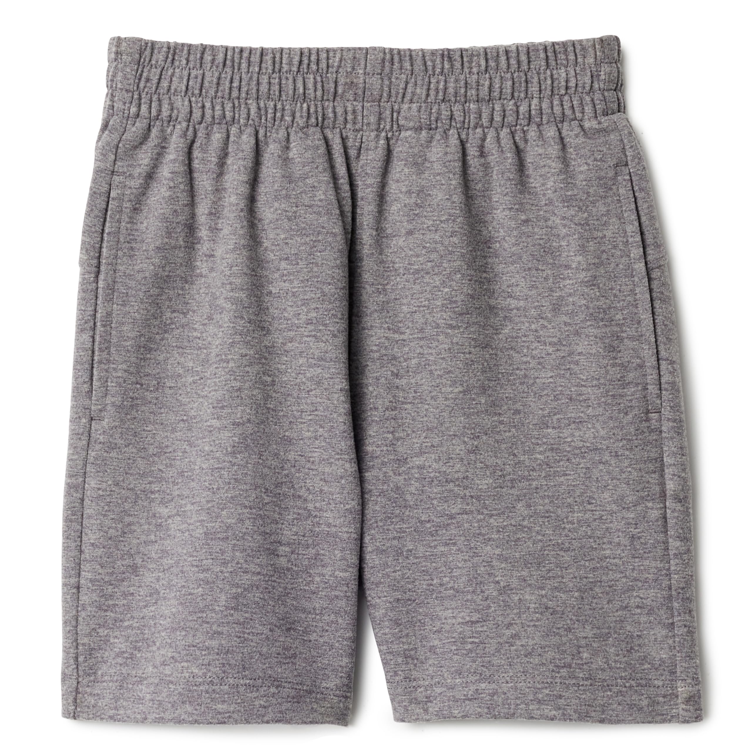 Amazon Essentials Boys' Athletic Regular-Fit Casual Shorts with Pockets, Soft Performance, Space Dye Grey, 6-7 Years