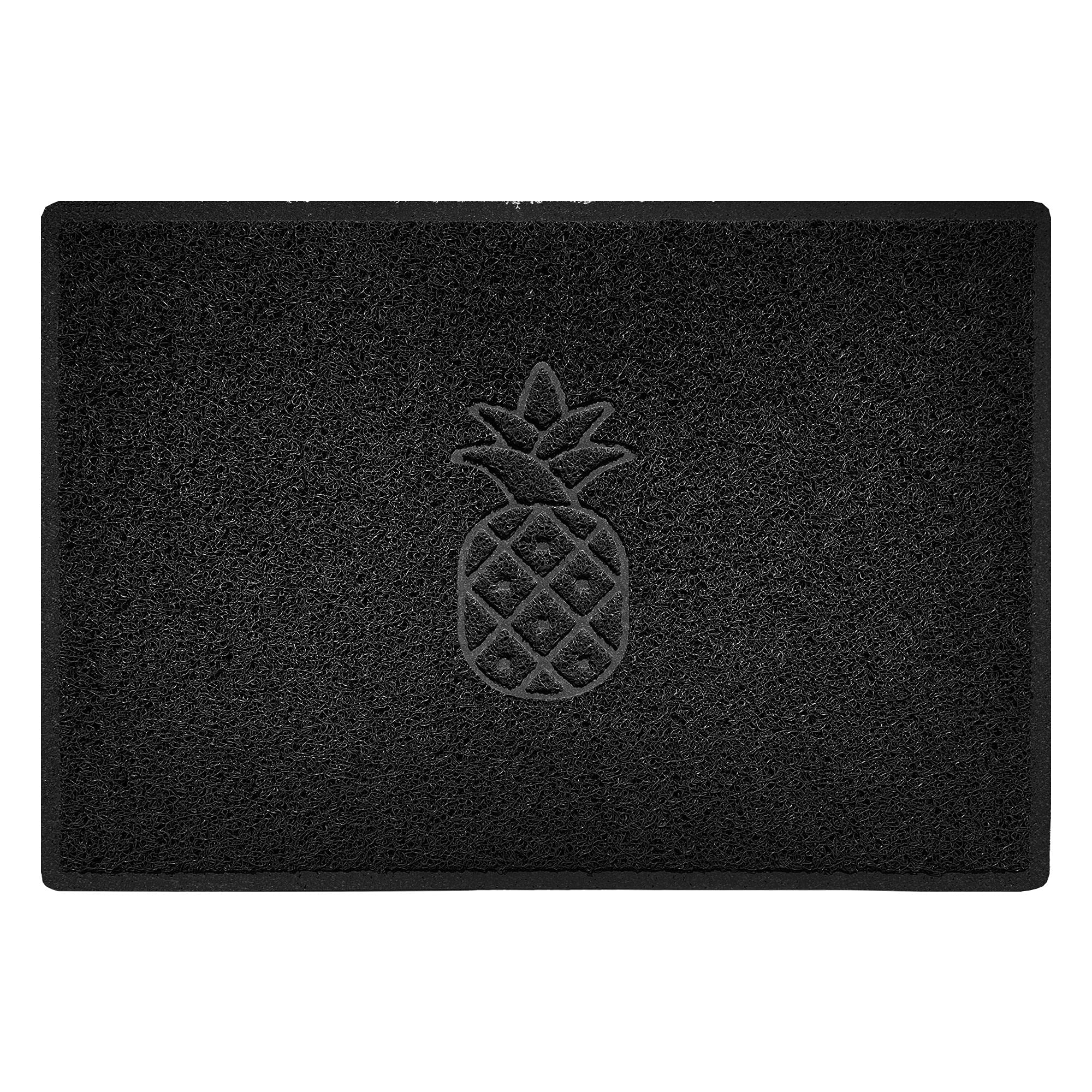 Nicoman Pineapple Embossed Shape Door Mat Dirt-Trapper Washable Barrier Doormat-(Use Indoor or Sheltered Outdoor)-(90x60cm/3x2ft,Large) Black