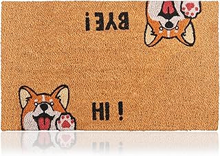 Doormat Coconut Fibre Hi-Bye Dog - 70 x 40 cm - Welcome Door Mat with Non-Slip PVC and Coconut Surface - for House Entrances, Hallways, Exterior Doors, Home Accessories - Simple Original Design product image