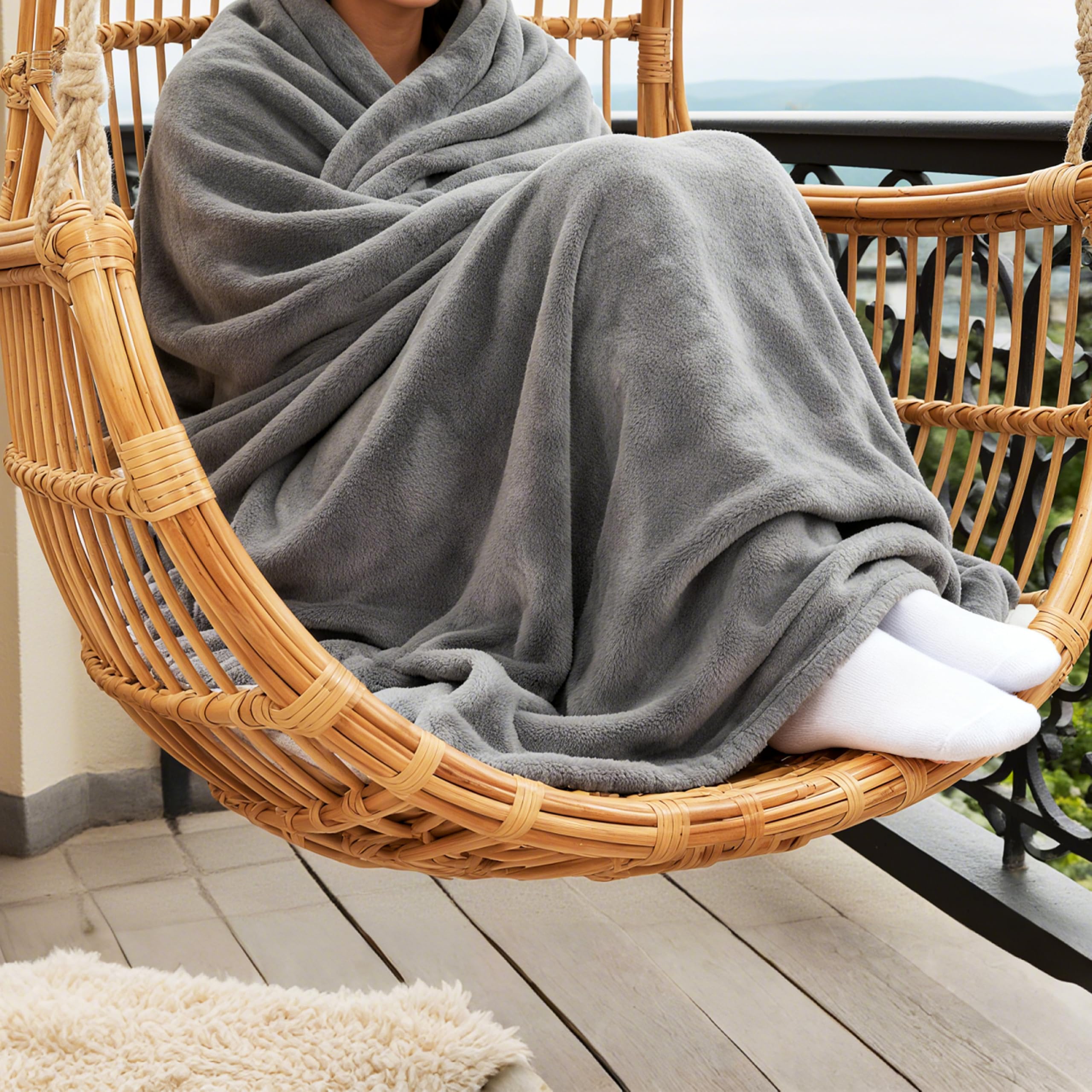 Good Nite Fleece deken pluizige dekens 150 x 200 cm flanel warme zachte plaid voor bank bank sprei (grijs, tweepersoons