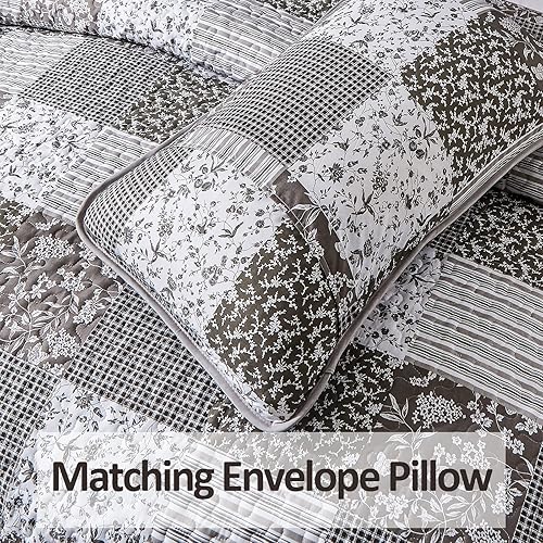 Vista 33 de Mybedsoul - Juego de edredón floral a cuadros color azul aguamarina de 3 piezas tamaño King, bohemio, de microfibra ligera, para todas