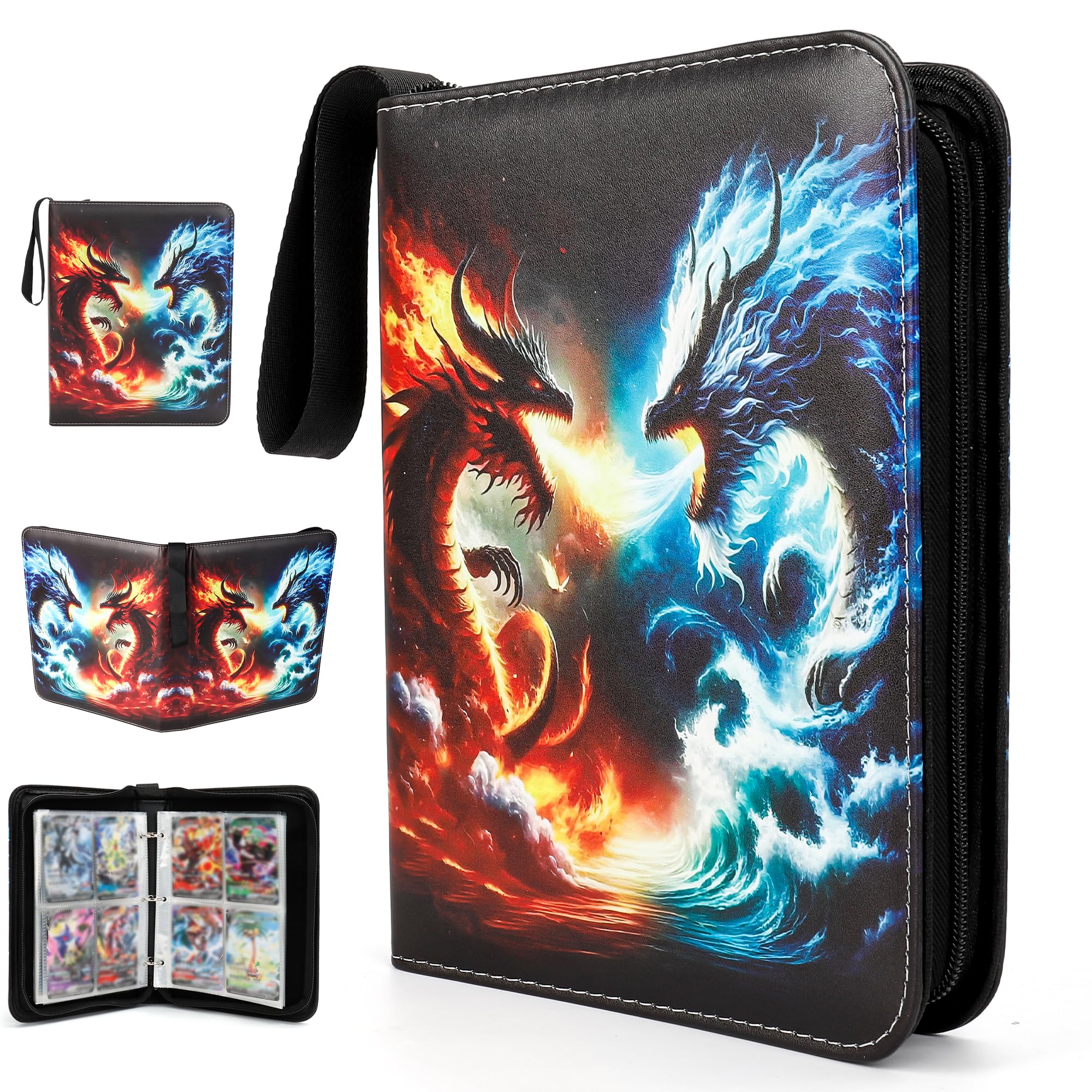 LearnToy ​​Premium Exo-Tec Sammelalbum mit 400 Seitenlade-Taschen - Wasserdichtes Kartenalbum mit Reißverschluss für TCG, Board Games & Collectibles​​