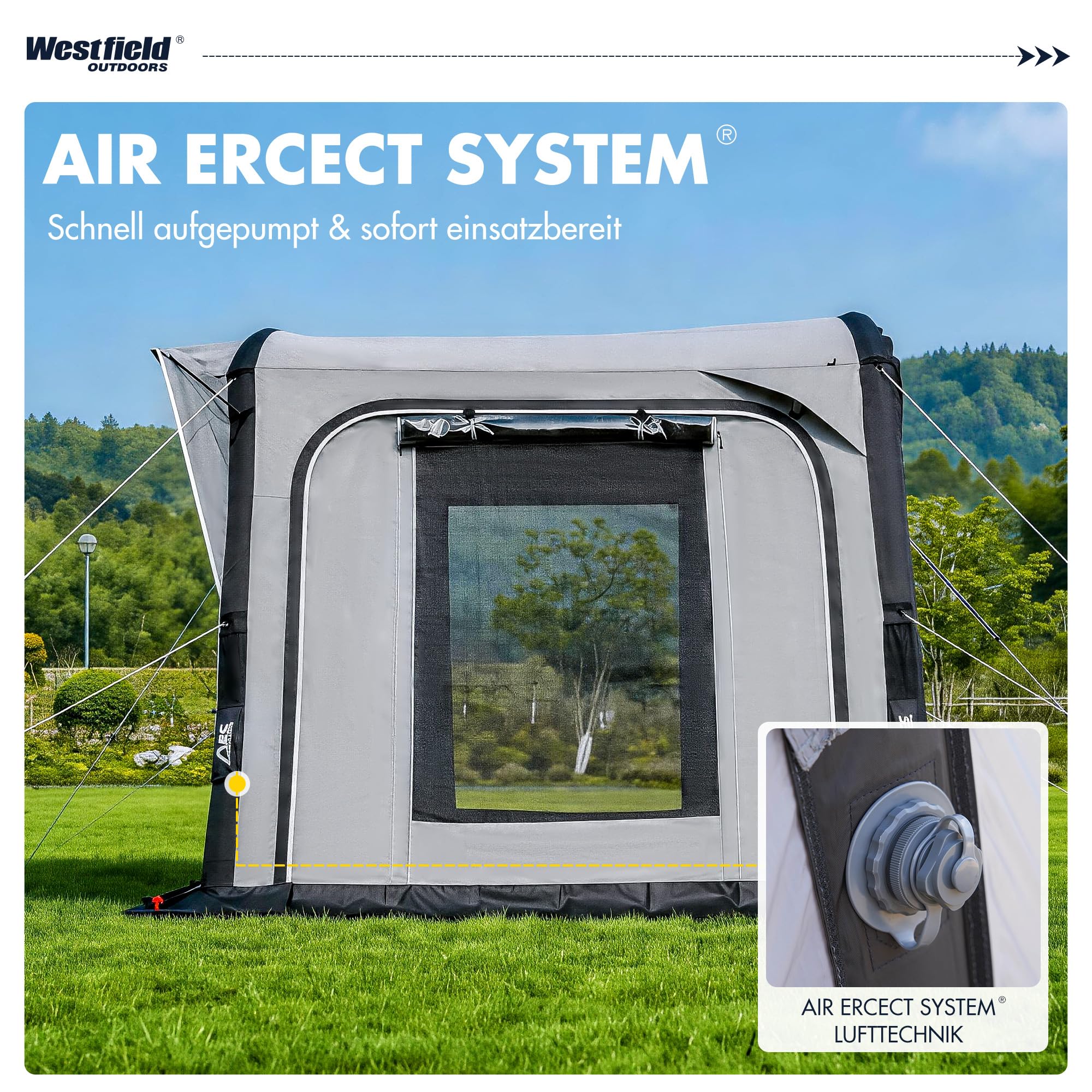 Westfield Outdoors Zodiac, Aufblasbares Vorzelt, Autozelt Busvorzelt mit Drive-Away-Funktion, 3000 mm Wasserdicht, UV- & windfest