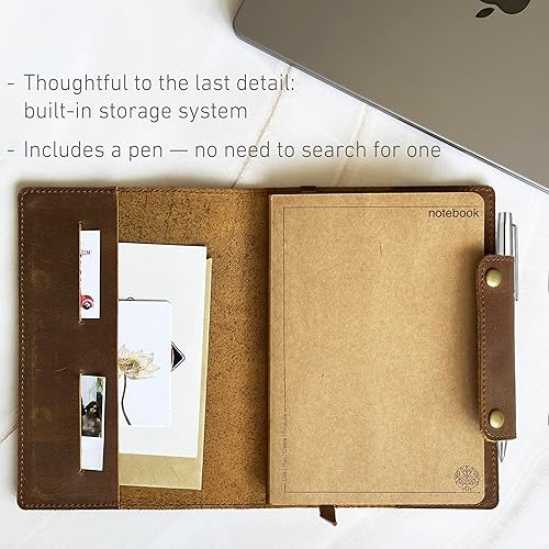 Miniatura 2 de Albero - Diario de cuero genuino – Cuaderno de escritura A5 recargable de alta calidad, cubierta de 5 x 8 pulgadas, 360 páginas (3.53 oz/m²),