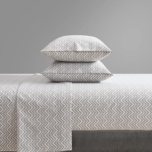 Miniatura 3 de Chic Home Alaina - Juego de sábanas de 3 piezas súper suaves y contemporáneas con diseño de cheurón a rayas, incluye 1 encimera, 1 sábana bajera y 1