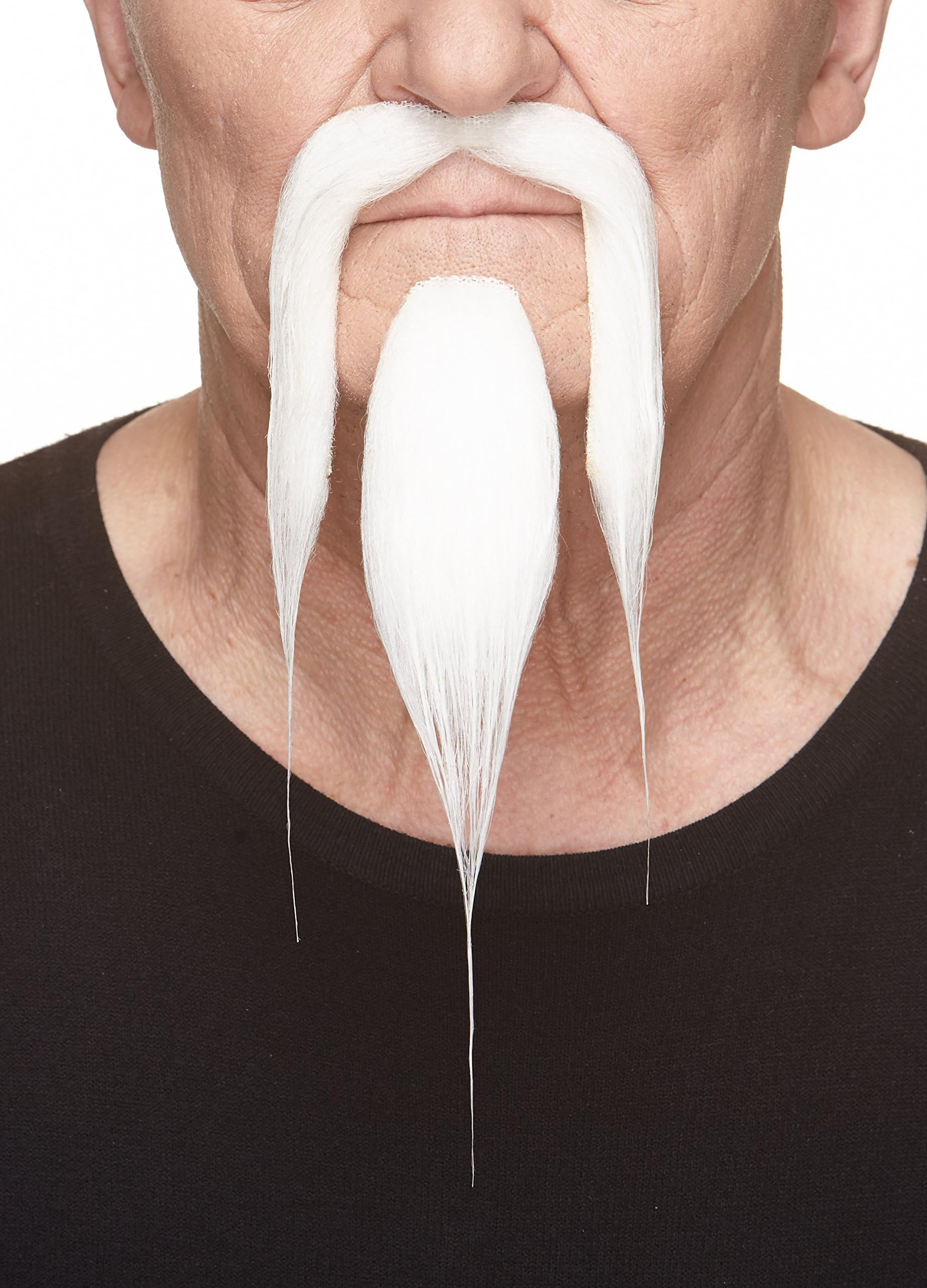 – Mustaches Self Adhesive, Novelty, Shaolin Fake Beard and Fake Mustache, White Color