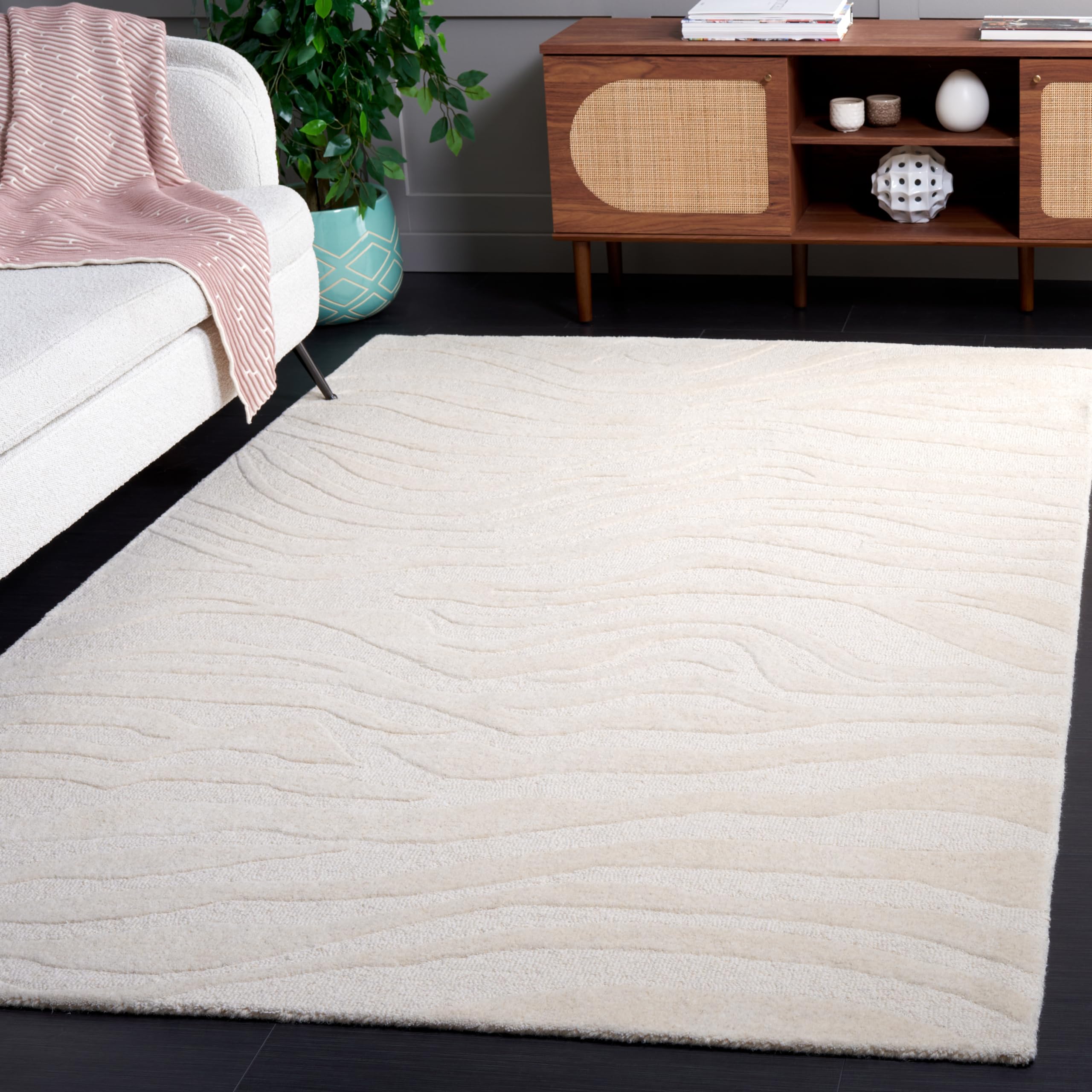 Safavieh Rodeo Drive Collection Area Rug - 5' x 8', Ivory, Modern Abstract Design, Handmade Wool, Ideal for High Traffic Areas in Living Room, Bedroom