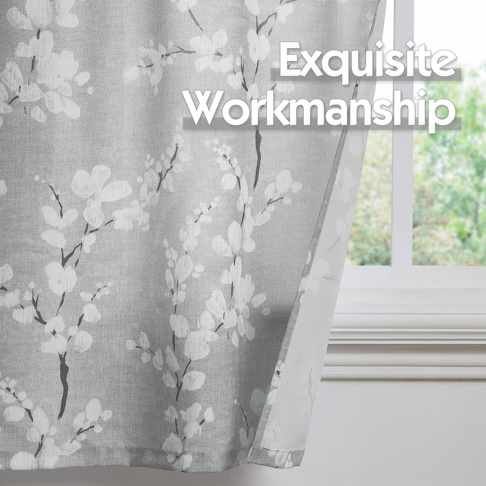 Amazon｜FMFUNCTEX グレーホワイト キッチンバランスカーテン 長さ15