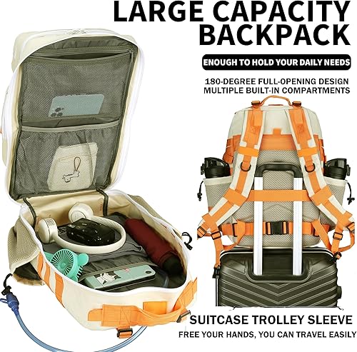 Miniatura 5 de Mochila Táctica Militar 45L/25L Paquete de Asalto de 3 Días Molle Mochila de Día Mochila de Senderismo para Hombres y Mujeres (Beige-Amarillo, 45L)