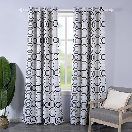 Miniatura 1 de DriftAway Cortinas bohemias geométricas marroquíes para sala de estar, dormitorio, casa de campo, 84 pulgadas de largo, semiopacas para oscurecer la