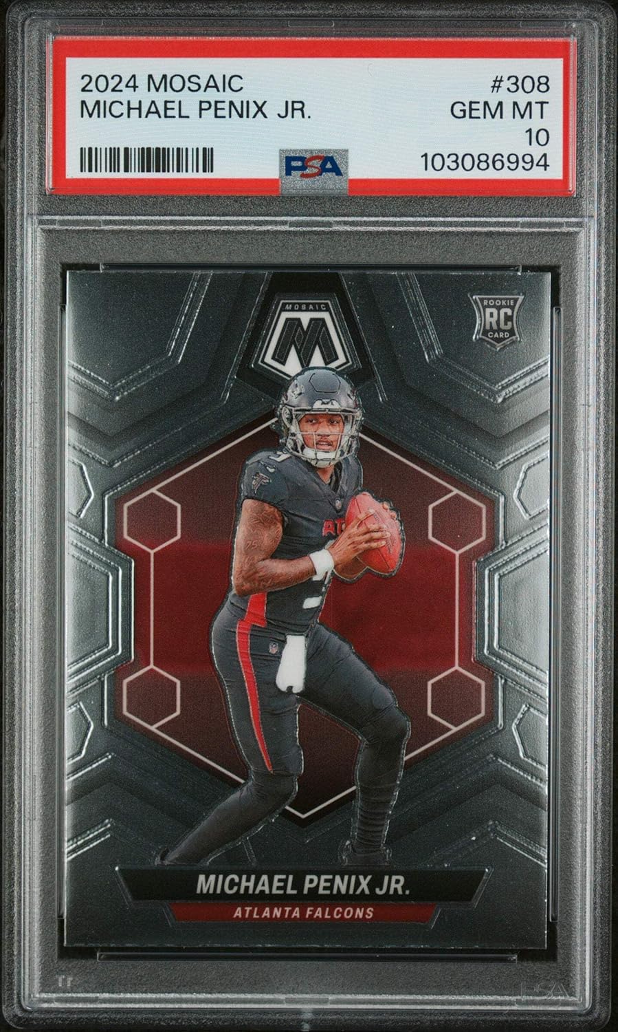 Graded 2024 Panini Mosaic Michael Penix Jr #308 Rookie RC Football Card PSA 10 Gem Mint