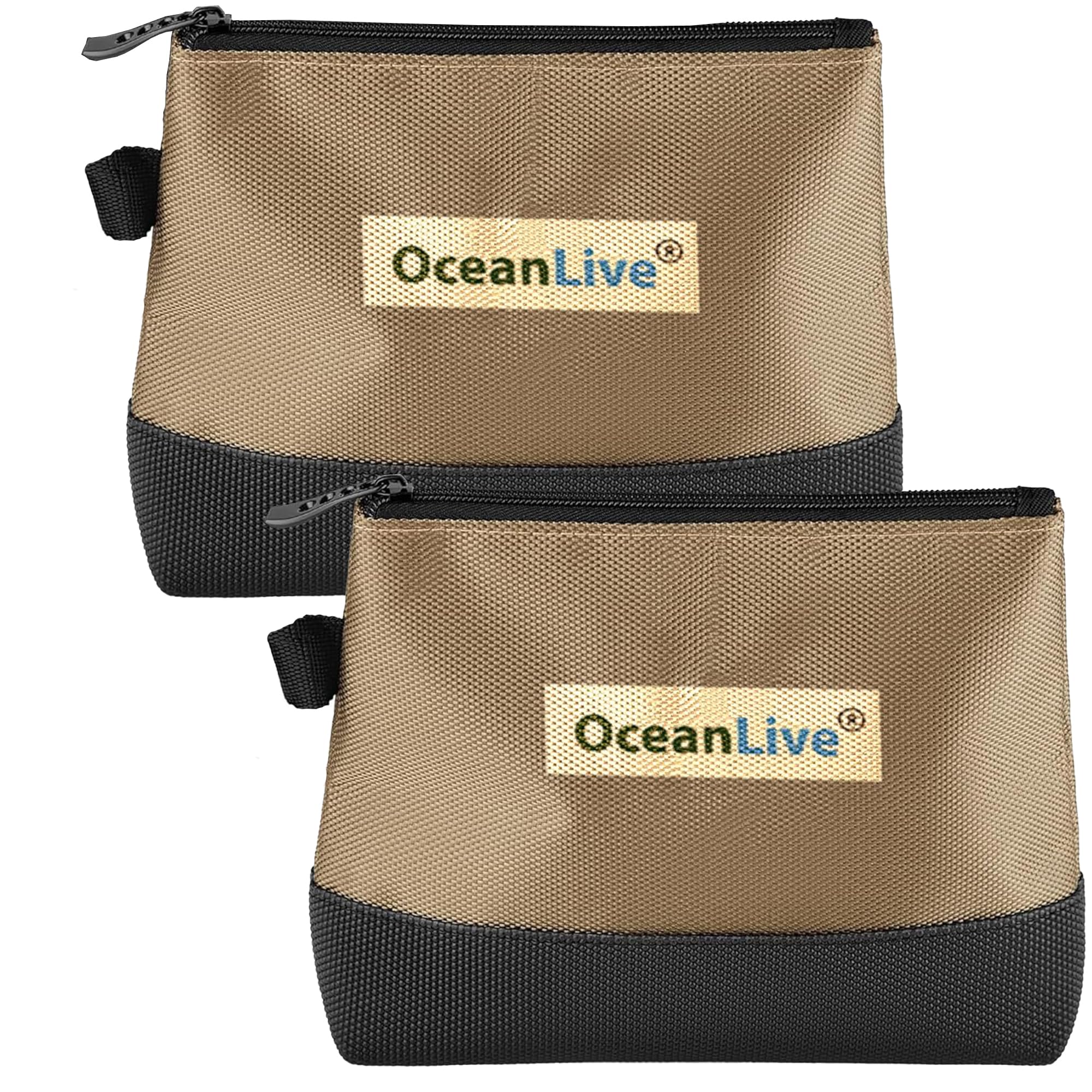 oceanlive Travel Toiletry Pouch for Men 1680D Oxford Fabric Water Resistant Shaving Bag and Trimmer Case Compact Travel Organizer for Toiletries and Bathroom Essentials Khaki 24x20cm-picture-11