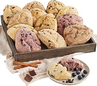 Wolferman's Tearoom Scones Sampler, Scones Dessert Gourmet Bakery Scone Assortment, Brunch, Breakfast, Snack, Gift, Pre-Packed & Pre-Baked, 12 Piece Gift Set
