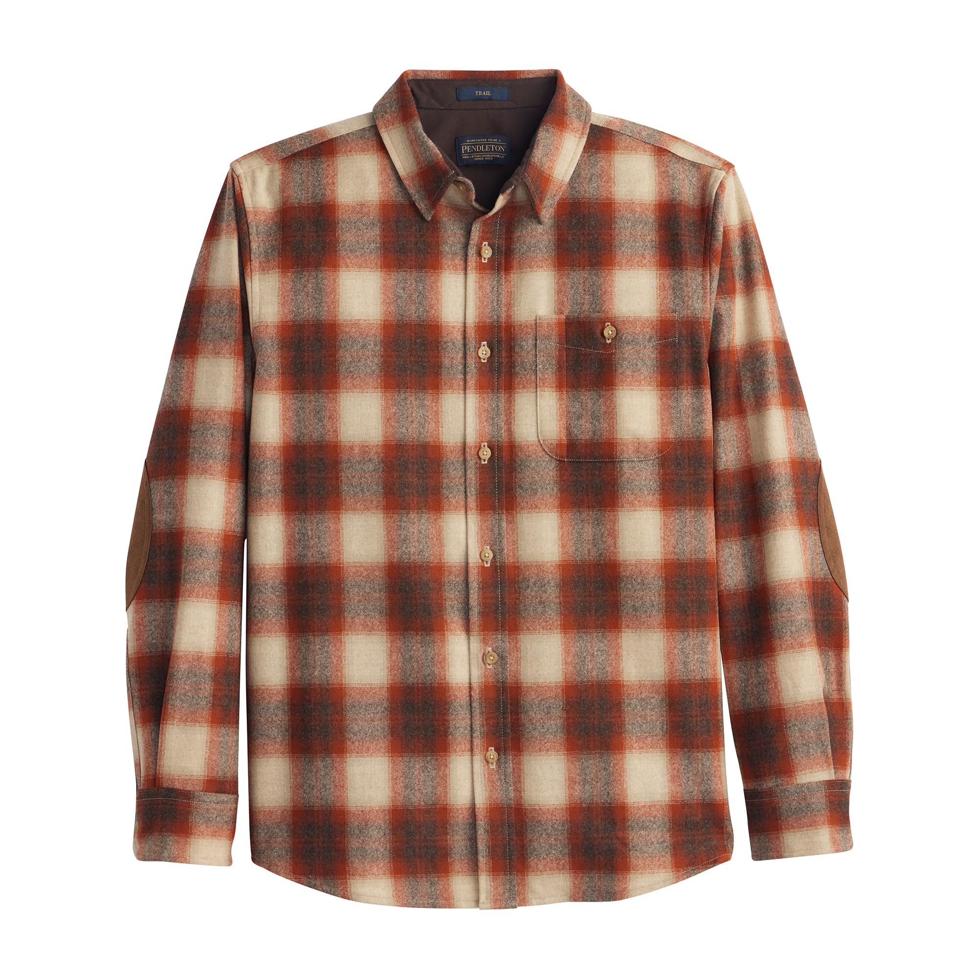 Pendleton Trail Shirt, 100% Wool, Long Sleeve Shirt for Men, Soft, Breathable with Two Pockets and Ultrasuede® Elbow Patches