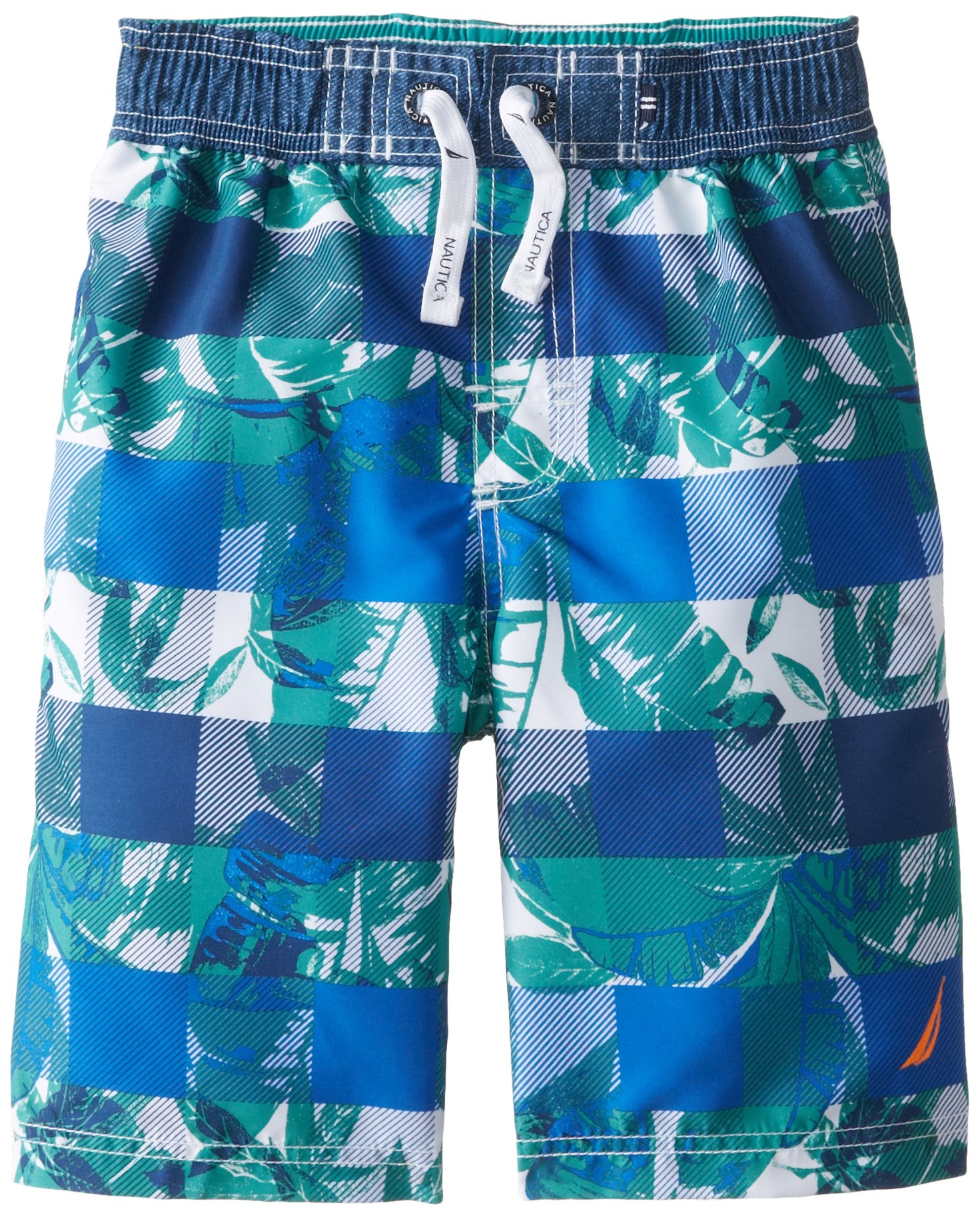 Nautica Boys' Graphic Plaid Swim Trunk