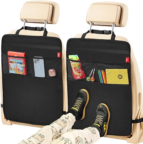 Helteko Protector de asiento trasero para automóvil, paquete de 2 alfombrillas de primera calidad para niños, funda de asiento extra grande para
