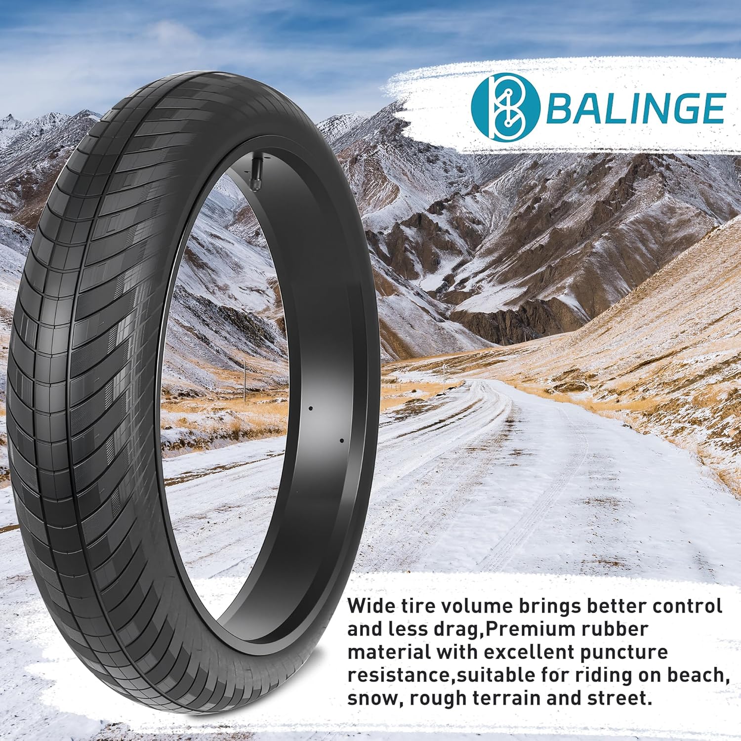 1/2 Pack 20/24/26x3.0 Fat Bike Tires ebike Tires with Tubes MTB Heavy Duty Wear-Resistant E-Bike Mountain Snow Bike Tire 20/24/26 x 3 Fat tire，Black