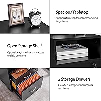 Vista 5 de Yaheetech Archivador vertical debajo del escritorio con 2 cajones y compartimento abierto, soporte de impresora con ruedas bloqueables para carpetas