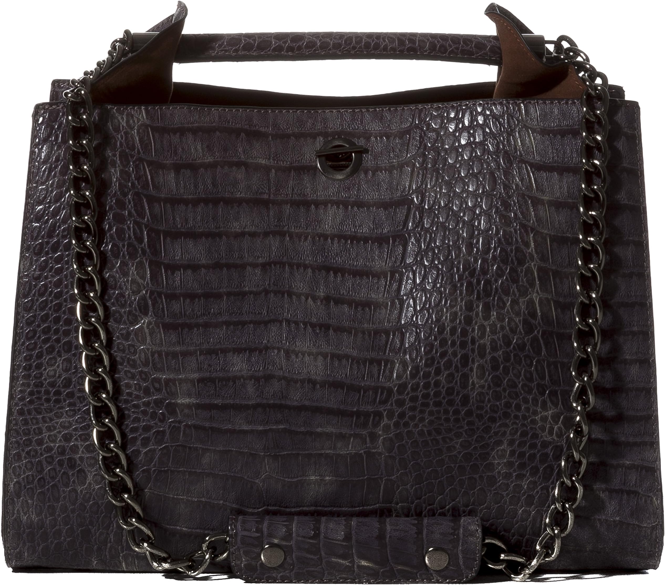 Handbag Republic Womens Designer Vegan Leather Alligator Print Shoulder Bag With Chain Straps For Ladies