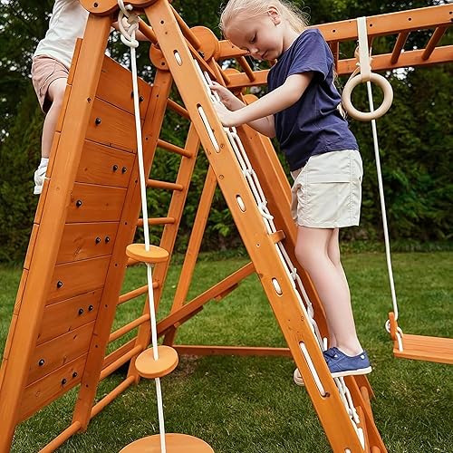 Miniatura 8 de Avenlur Juego pequeño 8 en 1 para interiores y exteriores, juego plegable de madera para niños para patio trasero, parque infantil para niños de 2 a