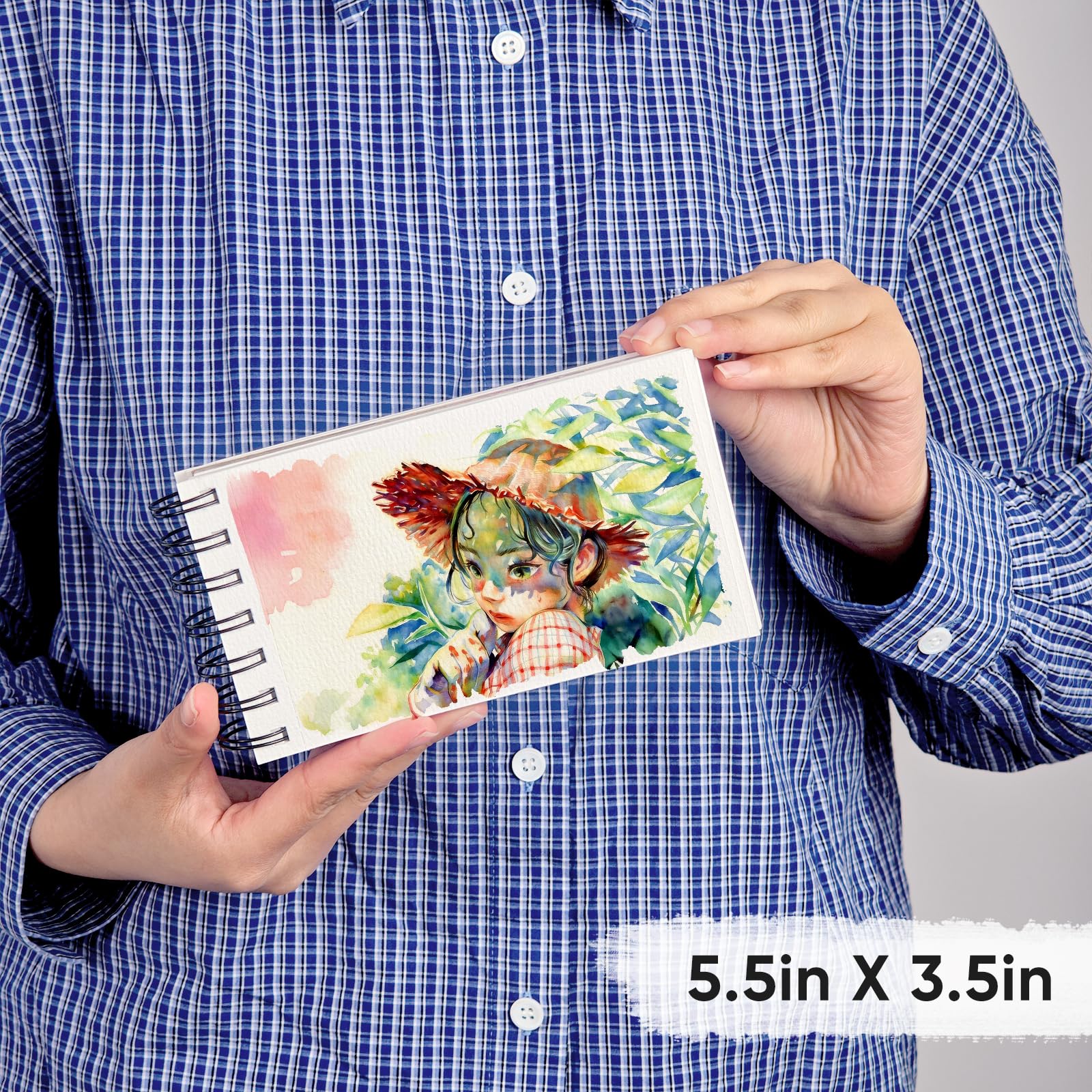 KOVIEDE 100% bawełniana akwarelowa podkładka papierowa – 30 arkuszy 8,9 cm x 14 cm, spiralna oprawa 63,5 kg/300 g/m², szkicownik akwarelowy, wysokiej jakości artykuły artystyczne, dzienniki dla