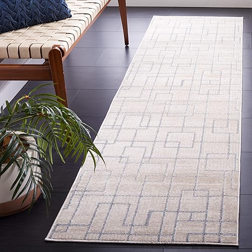 Safavieh Blair Collection BLR238B - Alfombra lavable a máquina 2 pies 2 pulgadas x 8 pies color beige y gris
