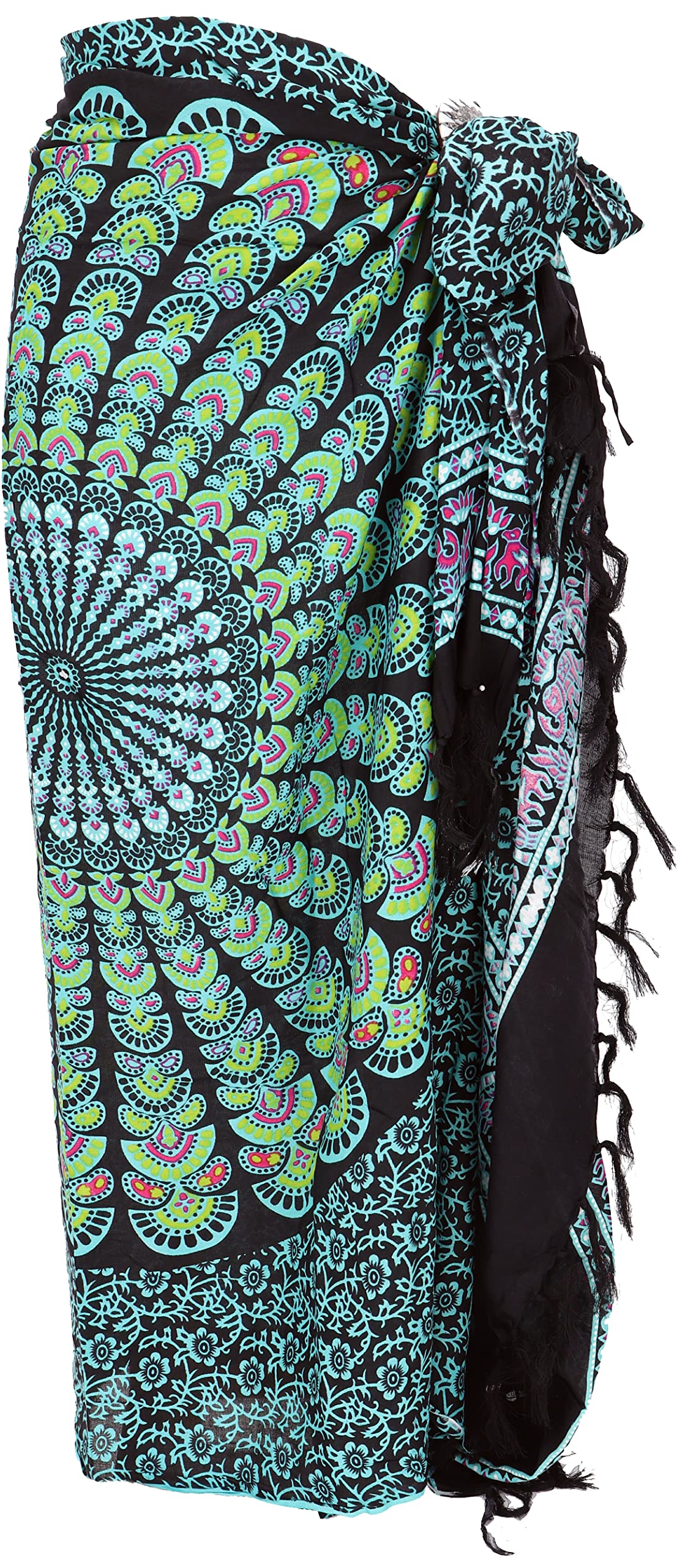 GURU SHOP Bali Sarong, toalla de pared, falda envolvente, vestido de pareo de mandala, hombre/mujer, turquesa, sintético, talla: talla única, pareos y pañuelos, ropa alternativa