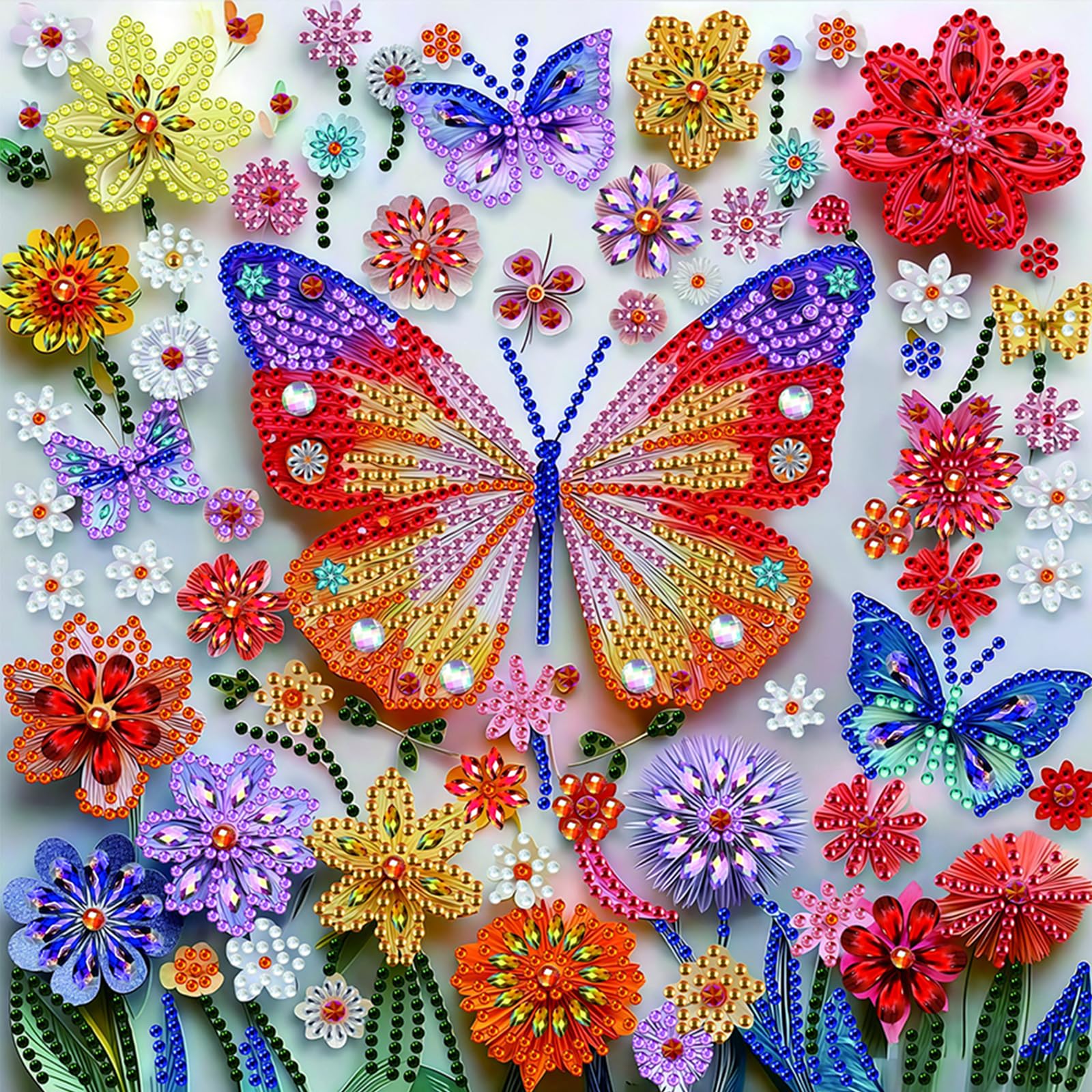 POETRYDRAW Animals Colorful Butterfly Special Shaped 5D DIY Partial Drill Diamond Art Gem Art Kits for Adults Beginners Home Decor Diamonds Paintings Gem Art 11.81 X11.81inch (Colorful Butterfly)