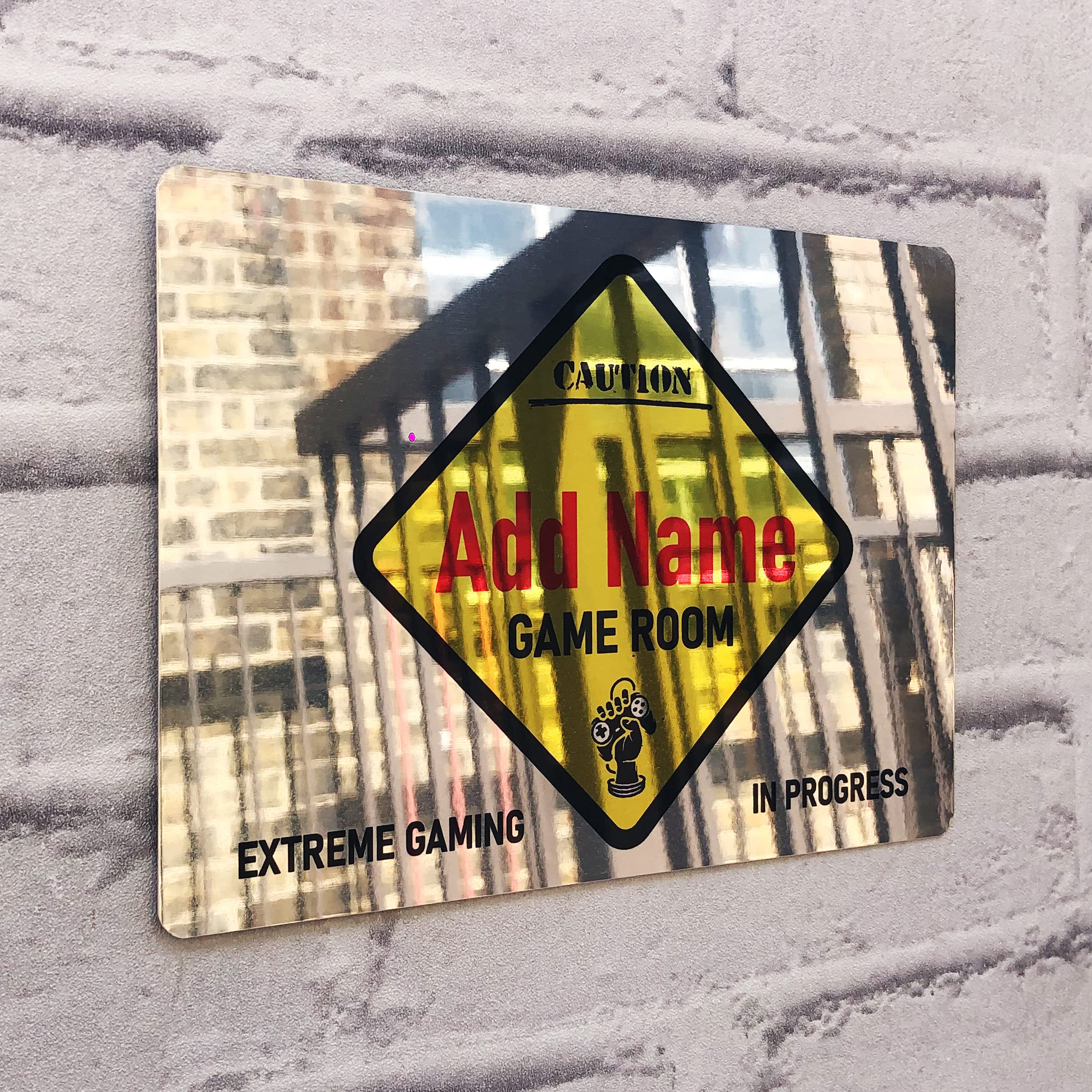 ShopQuality4U Personalised Game Metal Mirror Gamer Sign - Customised Printed Wall Art Plaque A4 Extreme Gaming