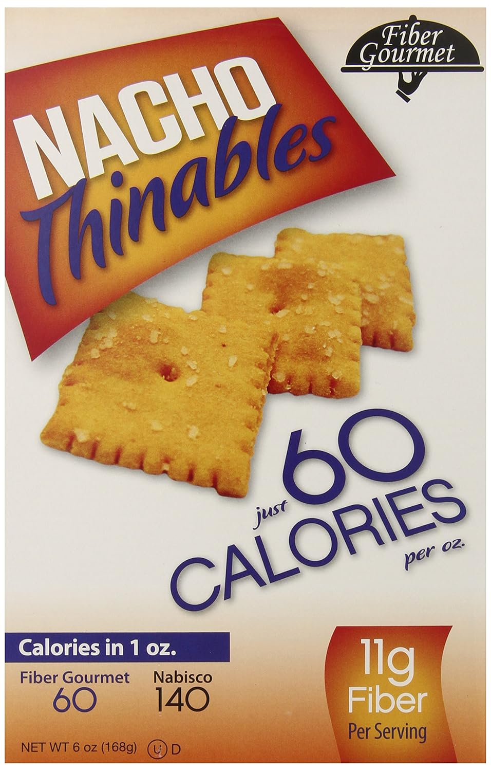 Fiber Gourmet Cheddar Thinables Crackers - Low Calorie High Fiber Snack (70 Calories)