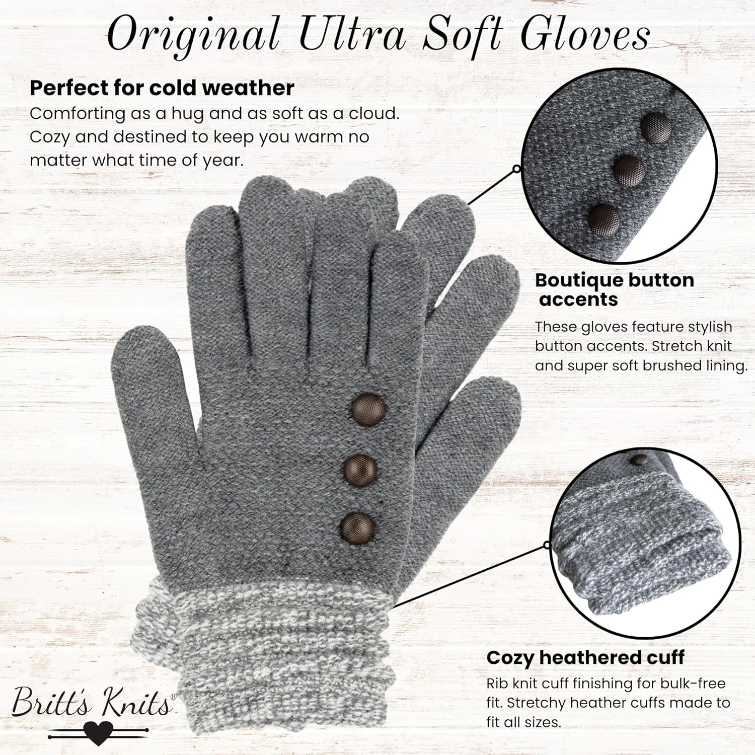 Britt's Knits Ultra-Soft Stretch Knit Women’s Warm Winter Gloves - Image 2