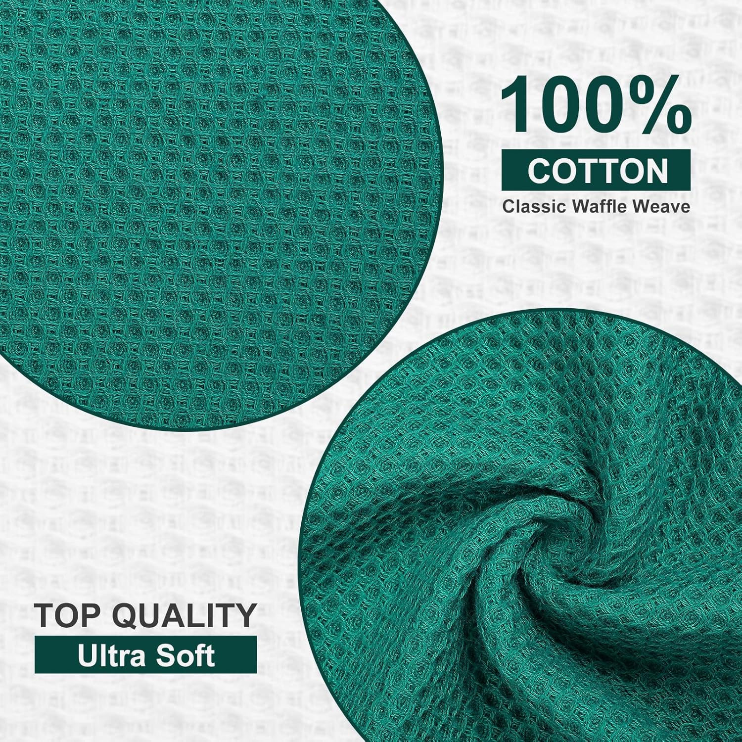Kitinjoy 100% Cotton Kitchen Dish Cloths (12 X 12 Inches, Teal), 6 Pack Waffle Weave Ultra Soft Absorbent Dish Towels for Drying Dishes Quick Drying Kitchen Towels Dish Rags - Image 2