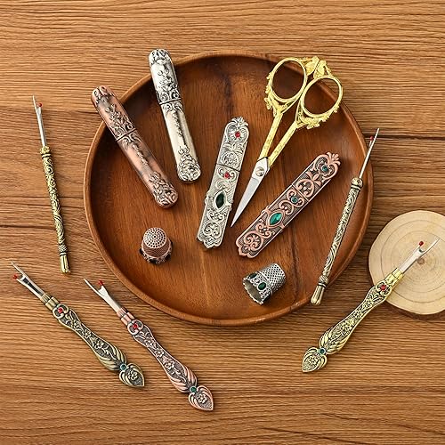 Miniatura 6 de Estuche de almacenamiento de agujas vintage para agujas de coser, estuche de almacenamiento portátil para agujas de bordar, caja de almacenamiento