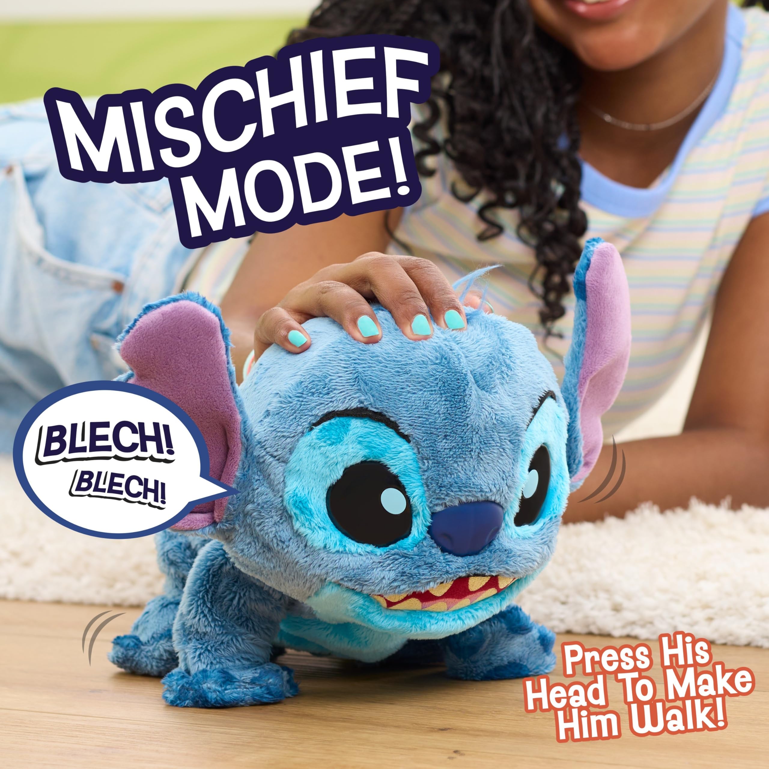 Disney Peluche Interactivo Stitch Double Trouble | con más de 50 sonidos y reacciones, Stitch camina y baila, a partir de 3 años