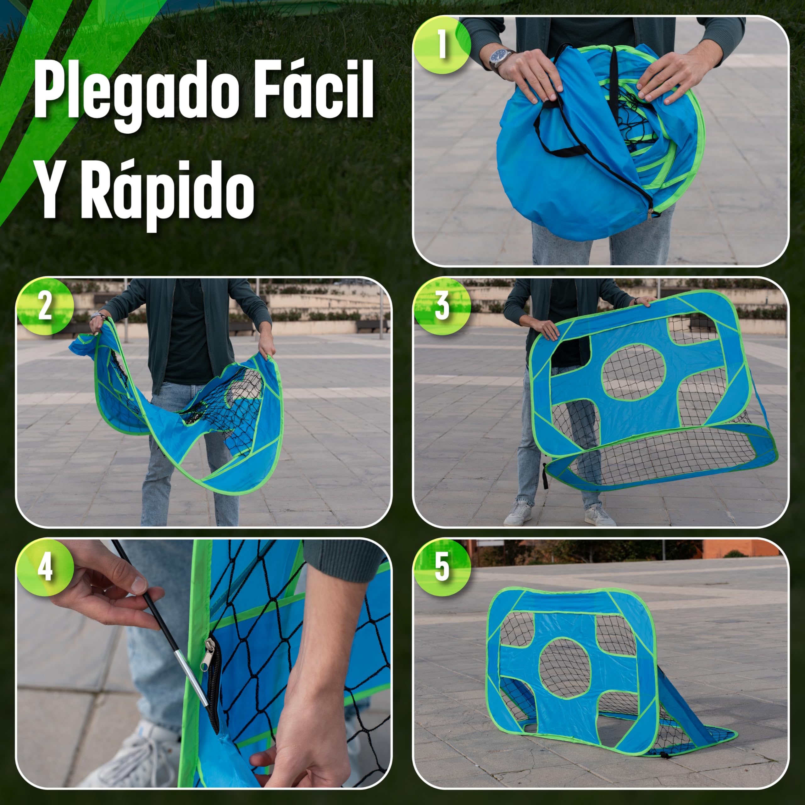 Porteria de Futbol Plegable para Niños 120x80x80 – Mini Porterias Compactas y Resistentes para Jardin y Entrenamiento
