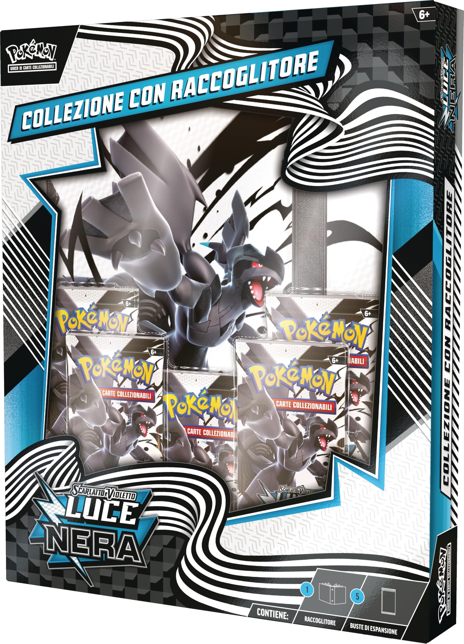 Pokémon: collezione con raccoglitore dell’espansione Scarlatto e Violetto - Luce Nera del GCC Pokémon (raccoglitore con Zekrom e cinque buste di espansione)