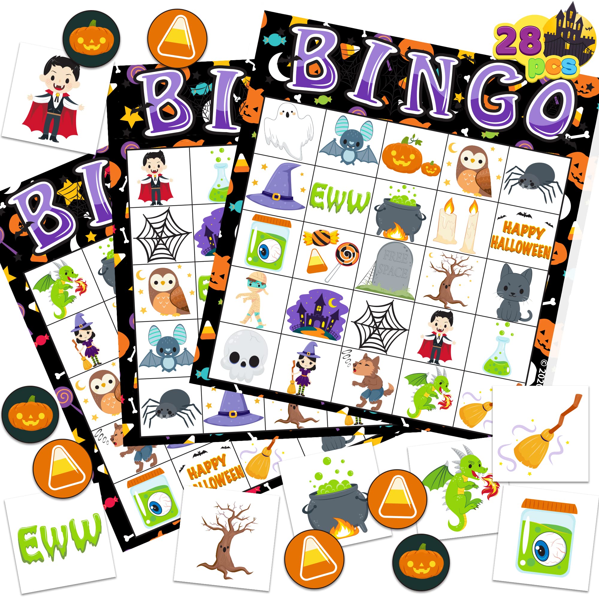 Amazon.com: 28 Halloween Bingo Game Cards (5X5) for Kids Halloween Party  Card Games, School Classroom Games, Trick or Treating, Halloween Party  Favors Supplies, Family Activity : Toys & Games