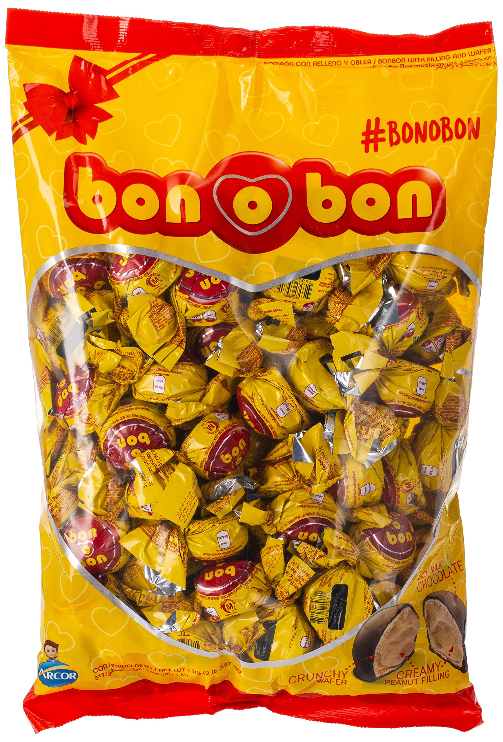 Arcor Bon O Bon Milk Leche Chocolate, 1 Kg