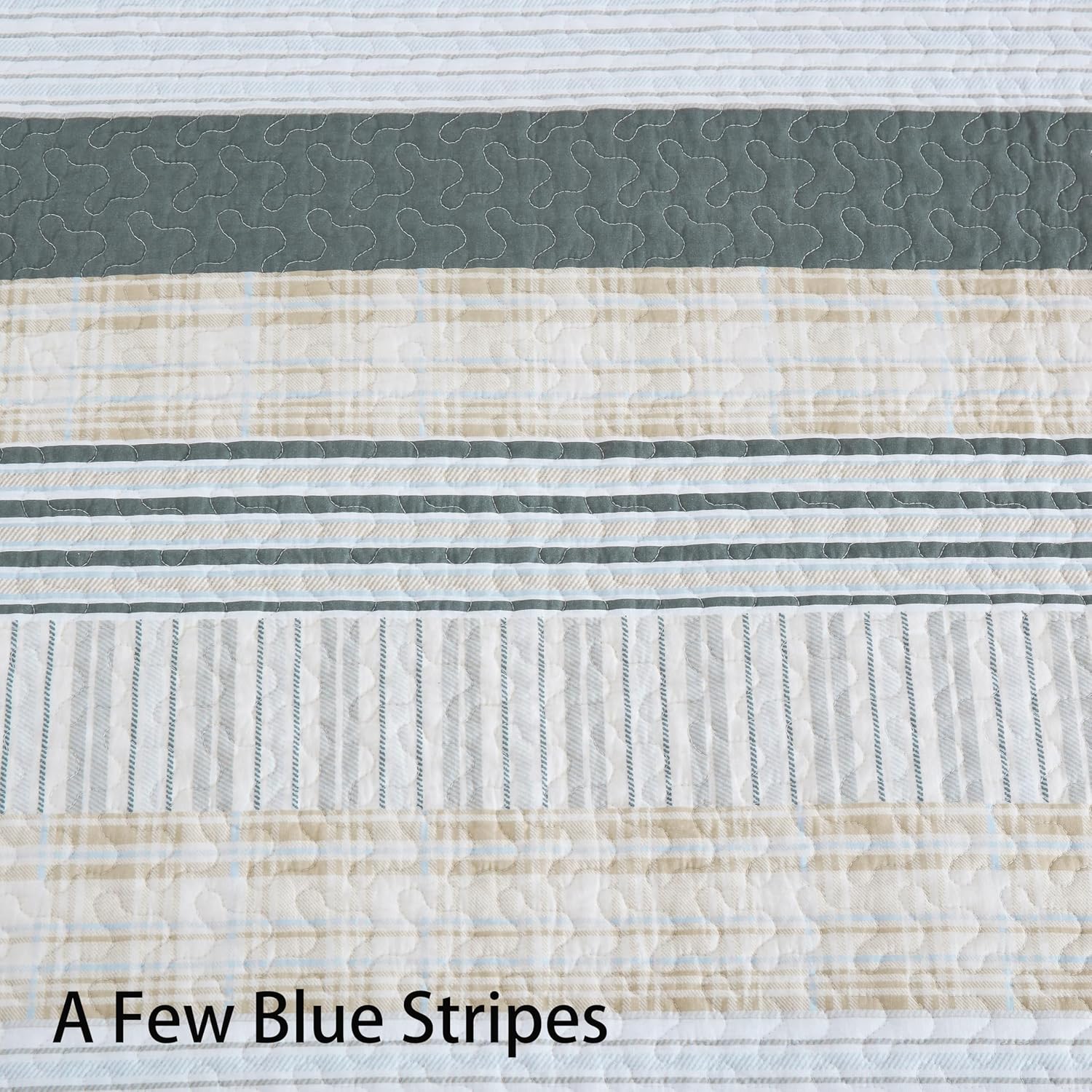 Homzard Quilt King Size - Cotton King Size Comforter,Beige Grey Plaid Bedding Set,Striped Bedspread Set(106 * 98 Inches),3 Piece - Image 4