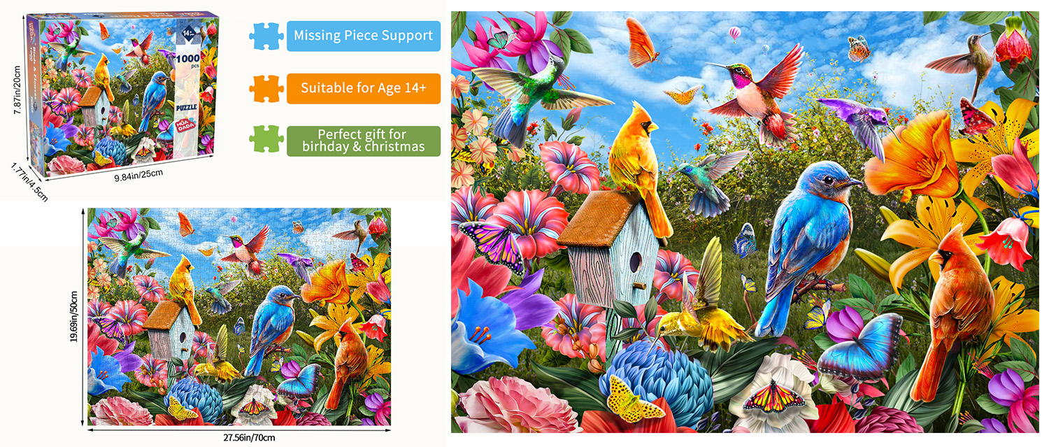 HUADADA Puzzle 1000 Pezzi 'Incontri In Natura' – 70x50 Cm, Cartone Premium, Regalo Per Adulti E Ragazzi