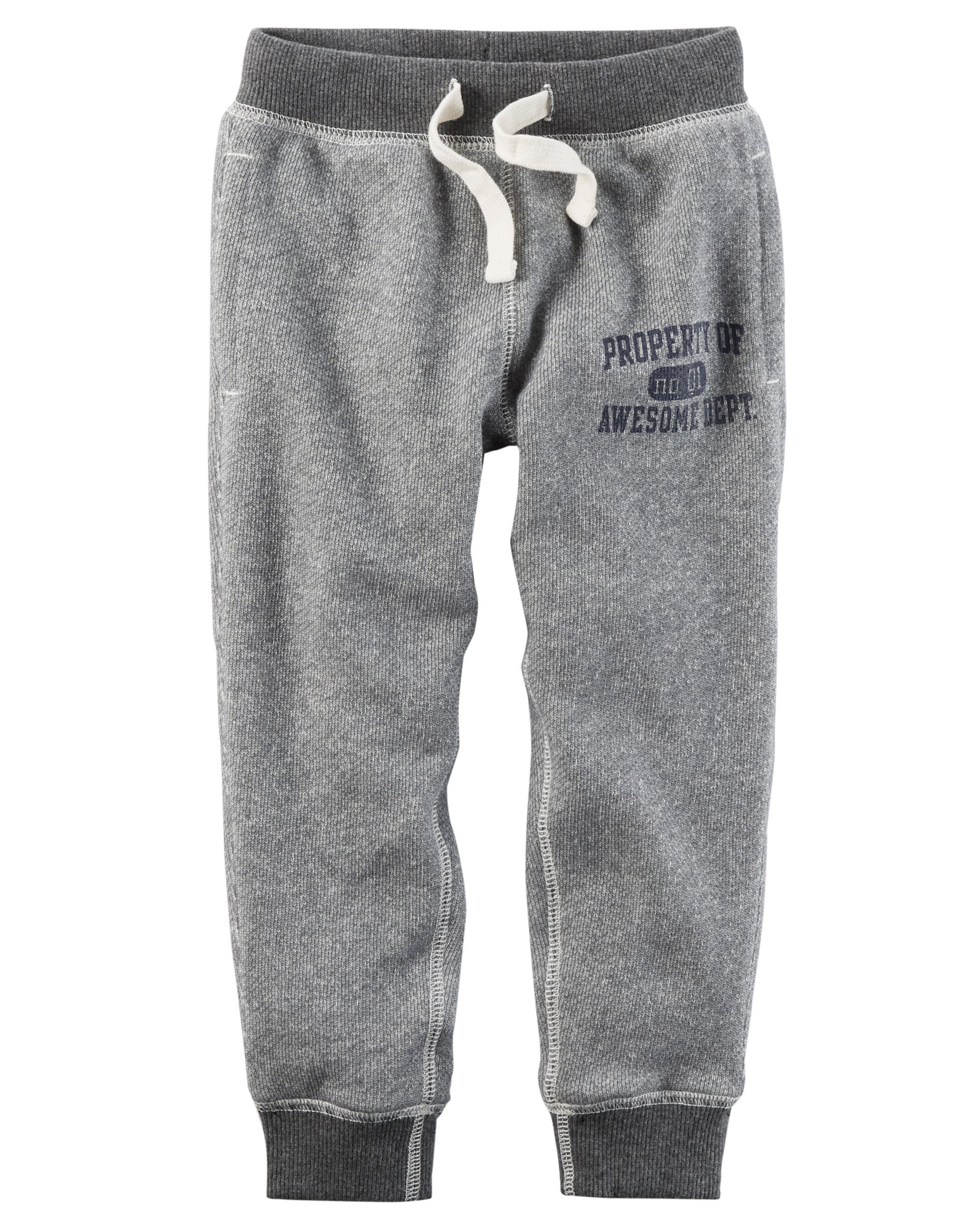 Carter's Boys' 2T-8 Knit Jogger Pants Heather Grey 2T